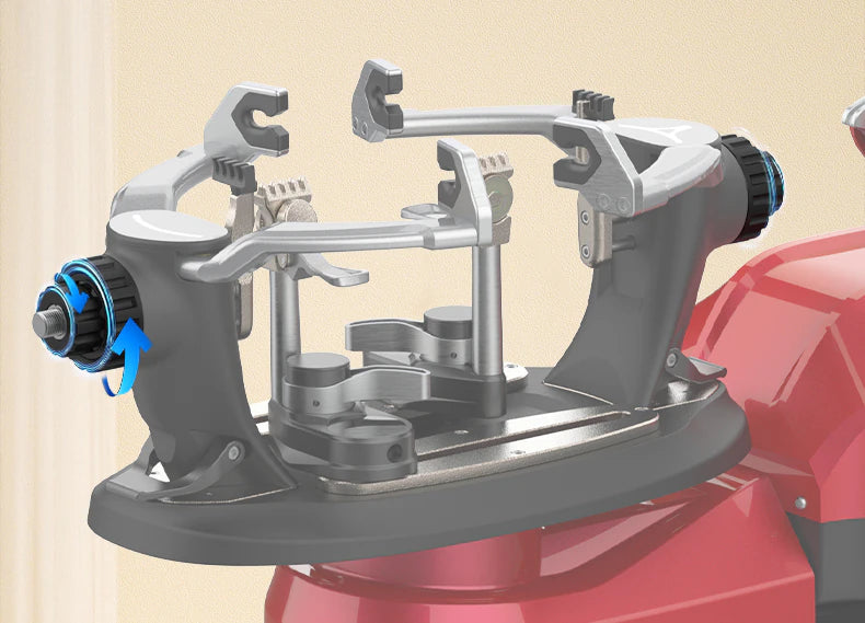 Close-up of mounting knobs and racket supports